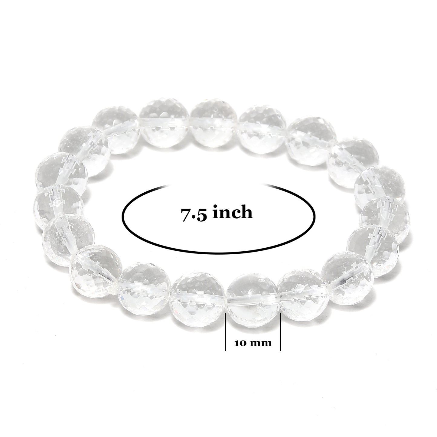 Arihant Gems & Jewels Diamond Cutting Sphatik Bracelet | Natural & Certified | Astrological Bracelet | Reiki/Yoga Healing Distance Charm Bracelet | Unisex Both for Men & Women