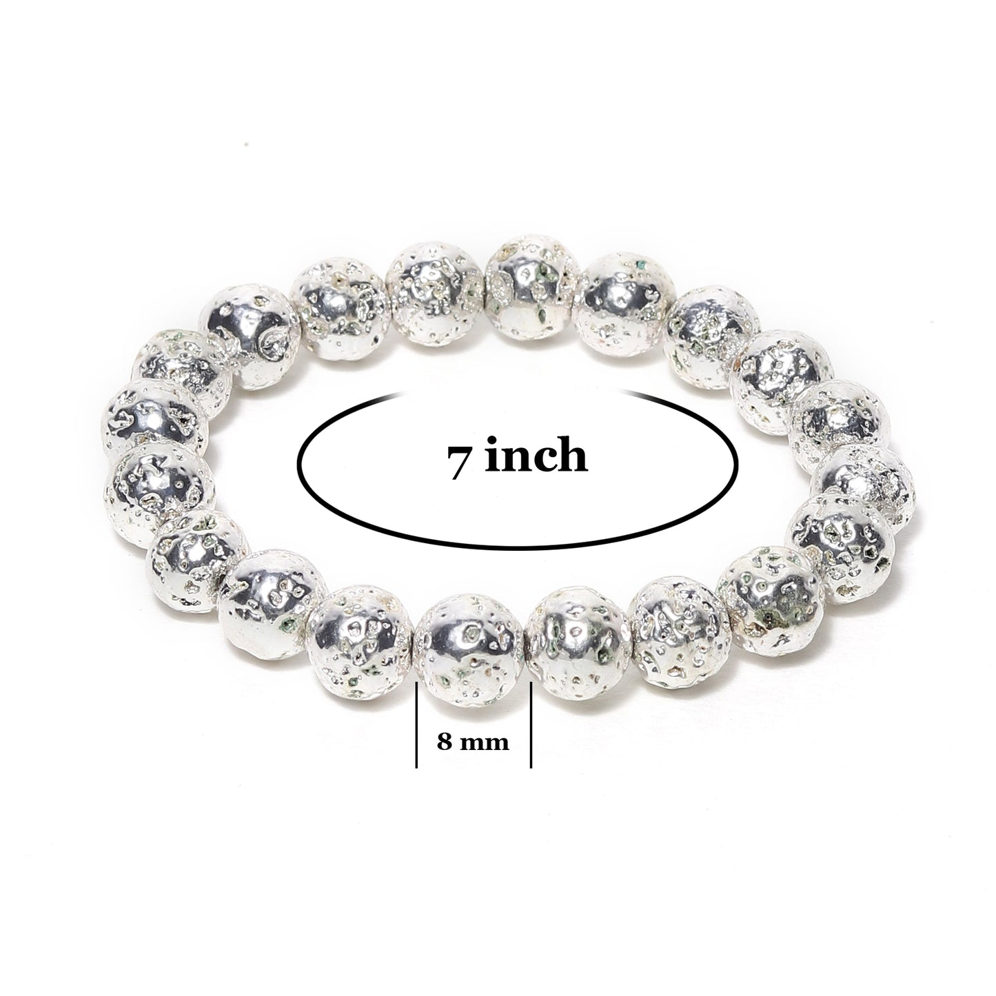 Arihant Gems & Jewels Silver Lava Stone Bracelet | Natural & Certified | Astrological Bracelet | Reiki/Yoga Healing Distance Charm Bracelet | Unisex Both for Men & Women