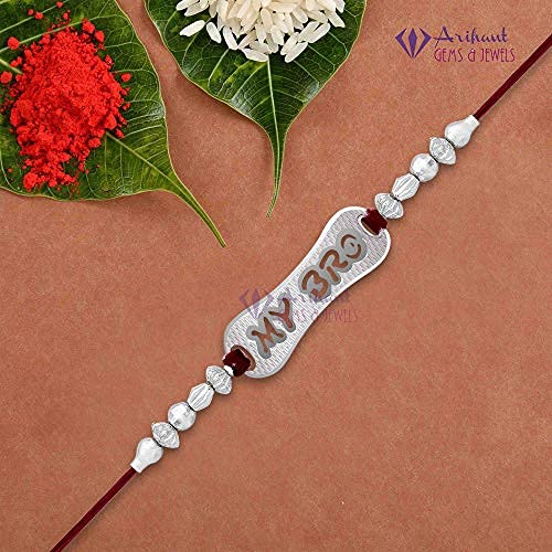 Arihant Gems & Jewels 925 Sterling Silver rakhi for brother My Bro Rakhi for Brother | Natural & Certified for Raksha Bandhan