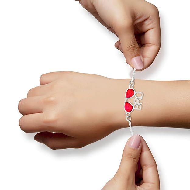 Arihant Gems & Jewels Unisex Silver 925 silver rakhi for brother Brother/Bhai/Bhaiya/Bro Rudraksha Elegant Rakhi for Your Brother for Rakshabandhan