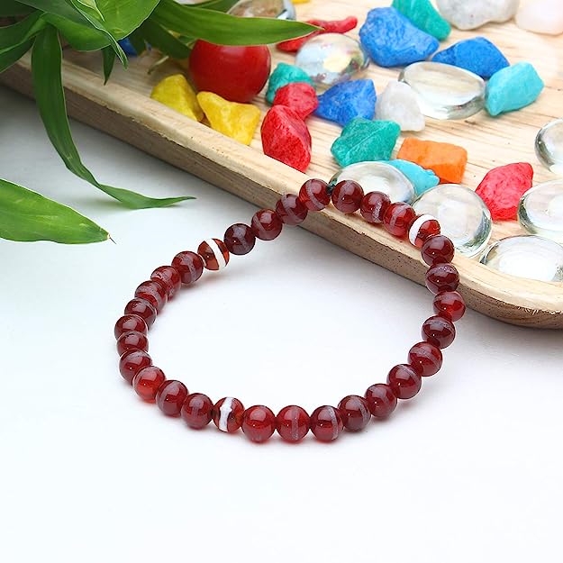 Arihant Gems & Jewels Brown Calcedony Bracelet | Natural & Certified | Astrological Gemstone | Positive Effect | Unisex Both for Men & Women - Arihant Gems & Jewels