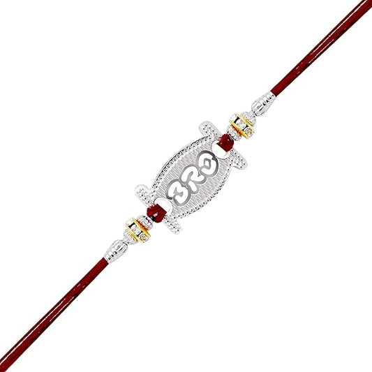 Arihant Gems & Jewels Unisex Silver 925 silver rakhi for brother/Bhai/Bhaiya/Bro Rudraksha Elegant Rakhi for Your Brother for Rakshabandhan