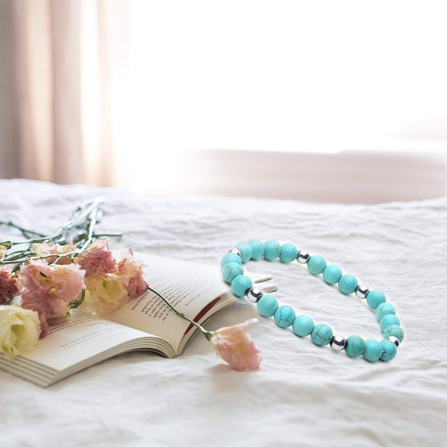 Arihant Gems & Jewels Designer Firoza Bracelet | Natural & Certified | Astrological Gemstone | Positive Effect | Unisex Both for Men & Women