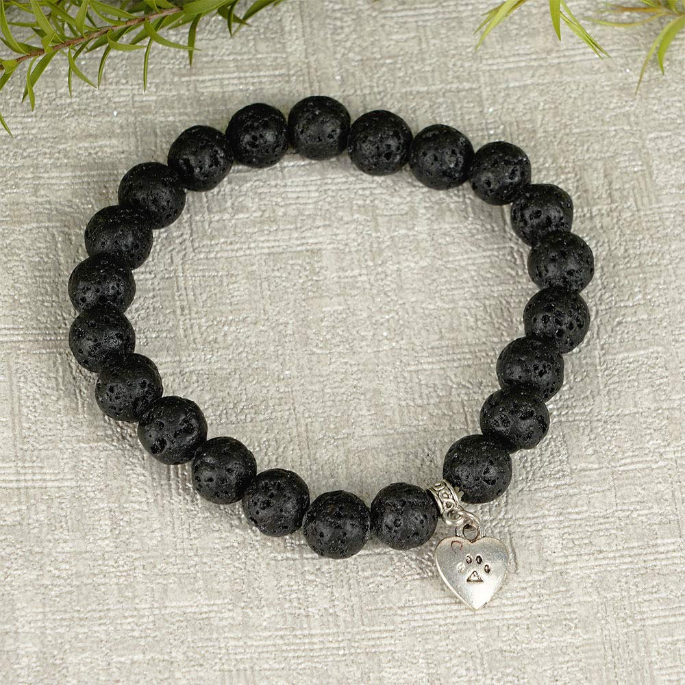 Arihant Gems & Jewels Lava Bracelet with charm Bracelet | Natural & Certified | Astrological Gemstone | Positive Effect | Unisex Both for Men & Women