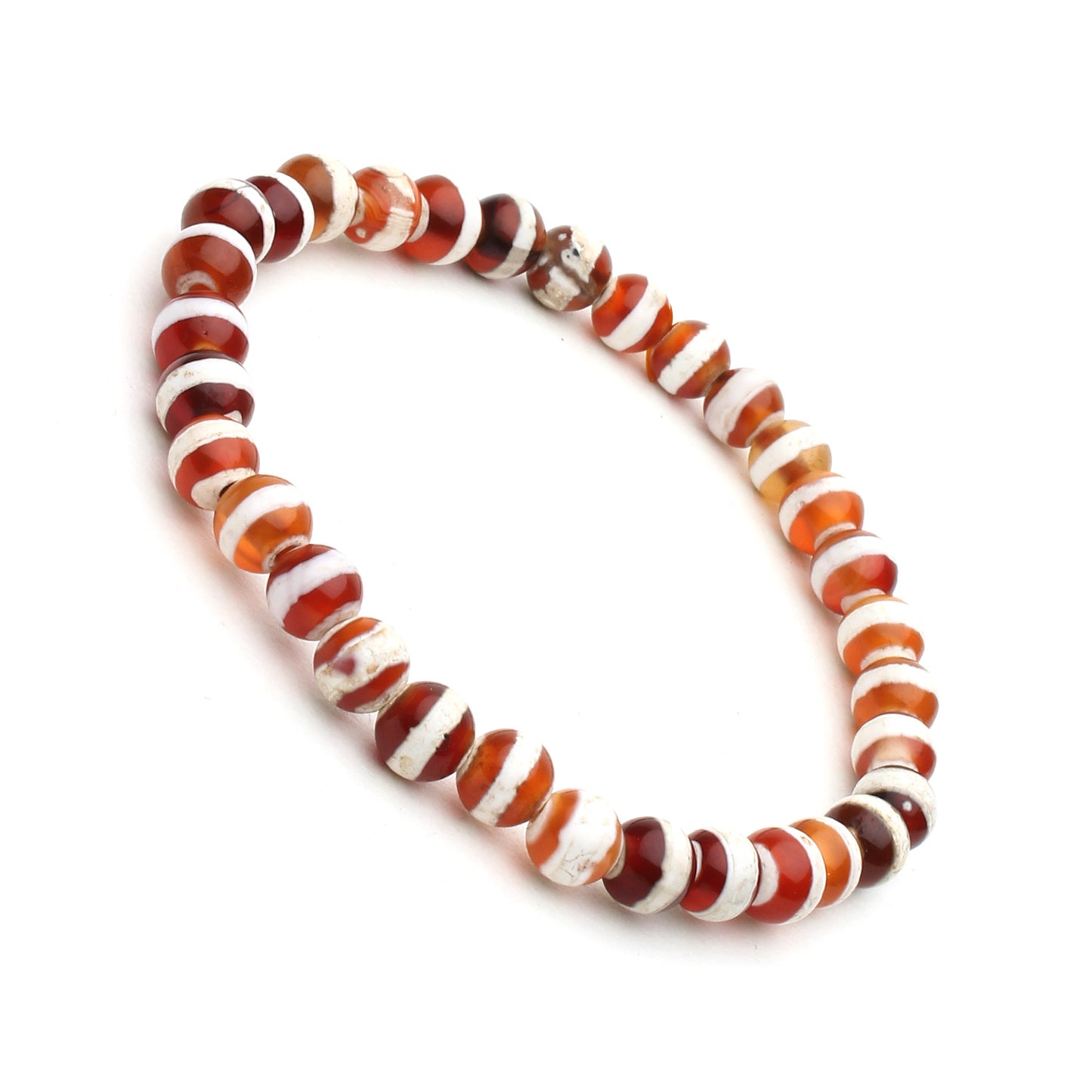 Arihant Gems & Jewels Brown & White calcedony Bracelet | Natural & Certified | Astrological Gemstone | Positive Effect | Unisex Both for Men & Women