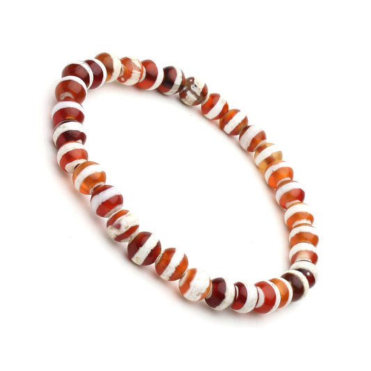Arihant Gems & Jewels Brown & White calcedony Bracelet | Natural & Certified | Astrological Gemstone | Positive Effect | Unisex Both for Men & Women