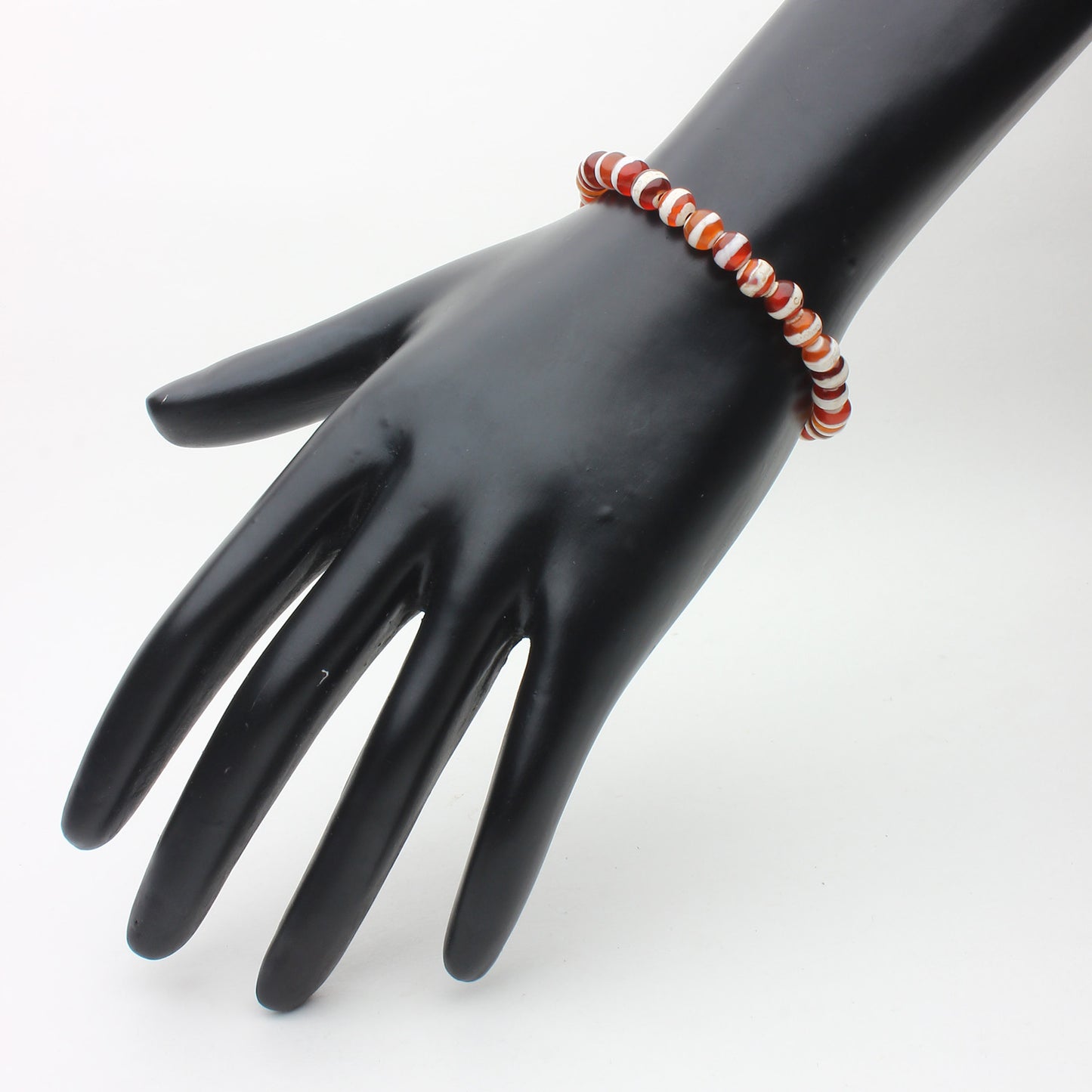 Arihant Gems & Jewels Brown & White calcedony Bracelet | Natural & Certified | Astrological Gemstone | Positive Effect | Unisex Both for Men & Women