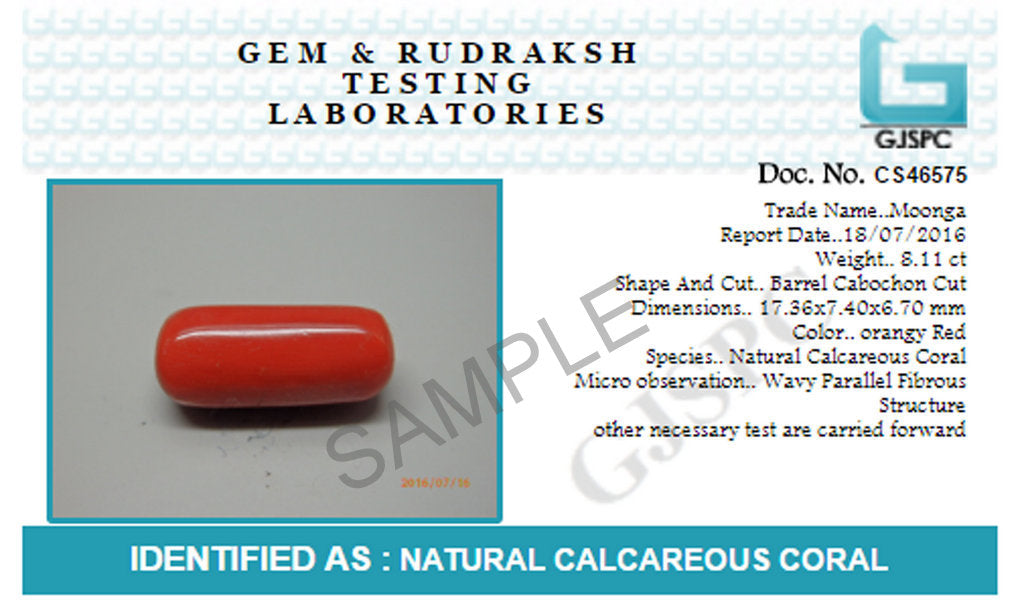 Coral (Moonga) 3.25 - 12.25 Ratti Natural & Certified Astrological Gemstone