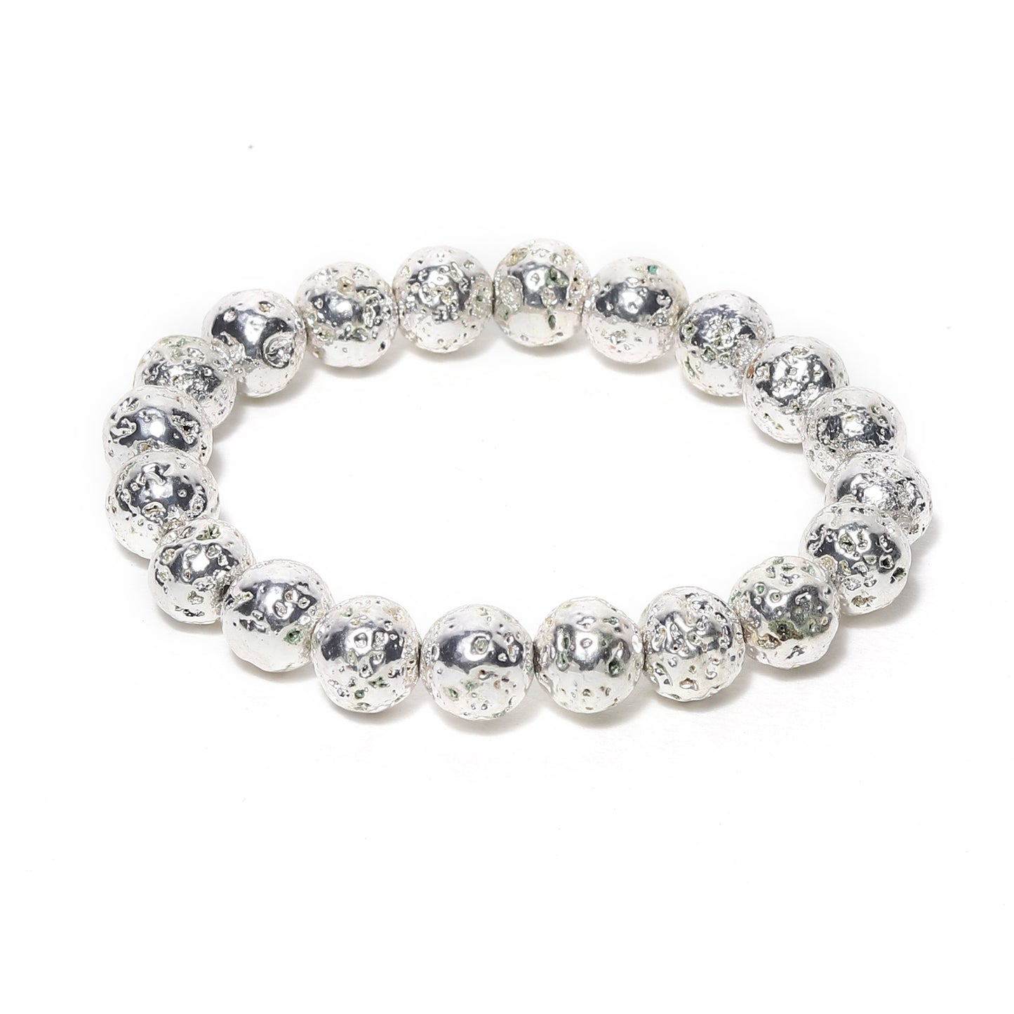 Arihant Gems & Jewels Silver Lava Stone Bracelet | Natural & Certified | Astrological Bracelet | Reiki/Yoga Healing Distance Charm Bracelet | Unisex Both for Men & Women