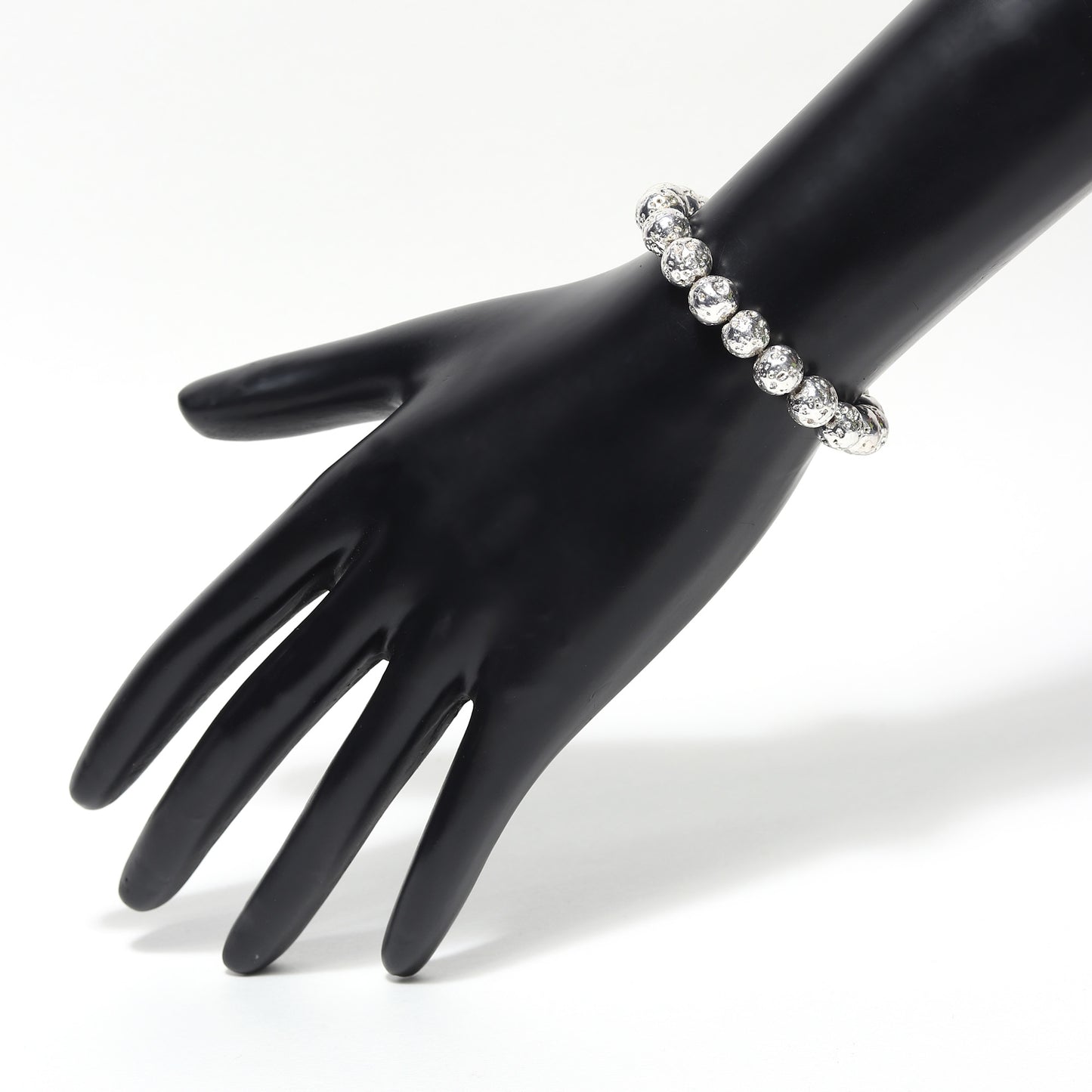 Arihant Gems & Jewels Silver Lava Stone Bracelet | Natural & Certified | Astrological Bracelet | Reiki/Yoga Healing Distance Charm Bracelet | Unisex Both for Men & Women