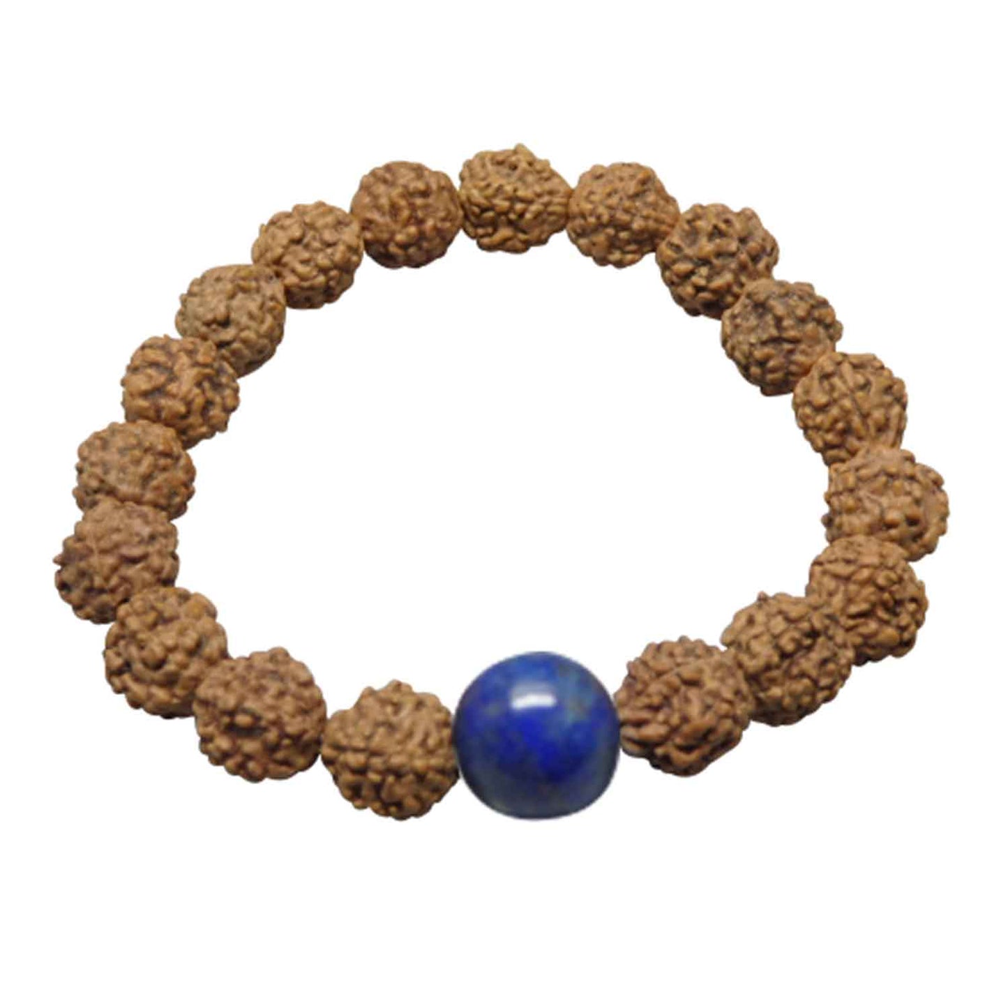 ARIHANT GEMS & JEWELS Brown Non-Precious Metal 5 Mukhi Indonesia Natural Sodalite Certified Unisex Rudraksha Bracelet