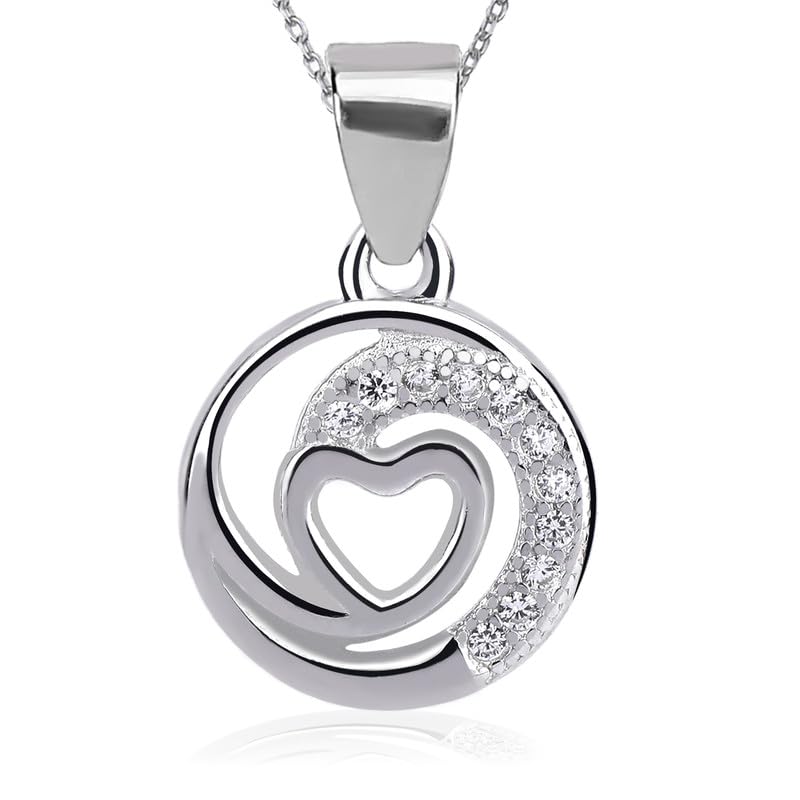 Arihant Gems & Jewels Stylish Silver 925 Heart Design Pendent For Women Girls Love Pendant Silver Chain Pendant For Women Gift for Sister Love Gift Pendant Necklace