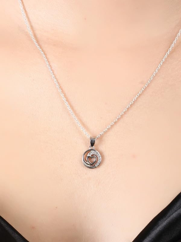 Arihant Gems & Jewels Stylish Silver 925 Heart Design Pendent For Women Girls Love Pendant Silver Chain Pendant For Women Gift for Sister Love Gift Pendant Necklace