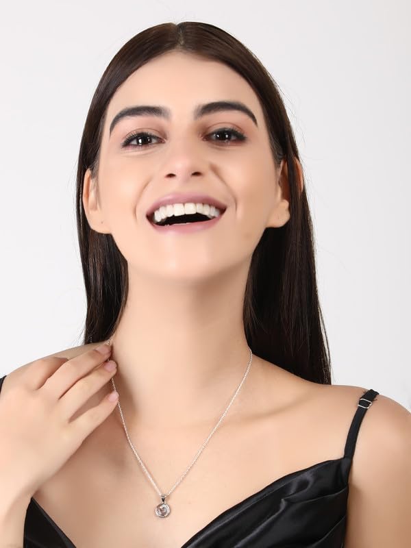 Arihant Gems & Jewels Stylish Silver 925 Heart Design Pendent For Women Girls Love Pendant Silver Chain Pendant For Women Gift for Sister Love Gift Pendant Necklace