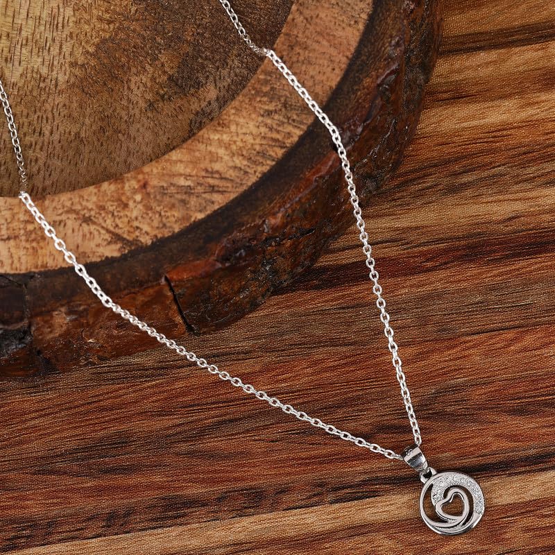 Arihant Gems & Jewels Stylish Silver 925 Heart Design Pendent For Women Girls Love Pendant Silver Chain Pendant For Women Gift for Sister Love Gift Pendant Necklace