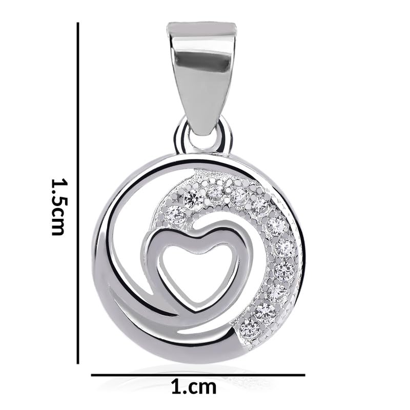 Arihant Gems & Jewels Stylish Silver 925 Heart Design Pendent For Women Girls Love Pendant Silver Chain Pendant For Women Gift for Sister Love Gift Pendant Necklace