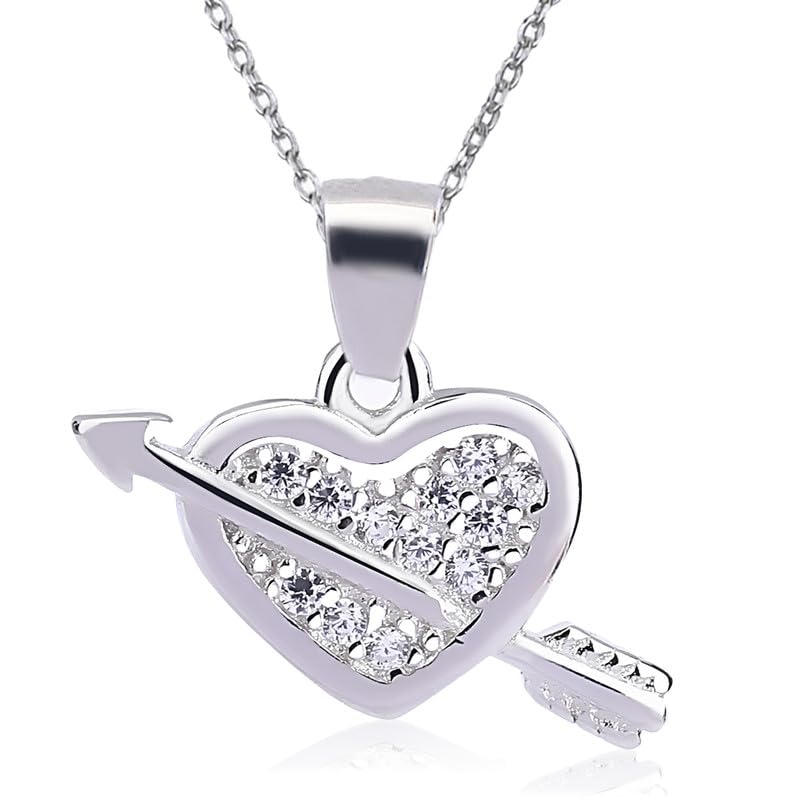 Arihant Gems & Jewels Stylish Silver 925 Heart Design Pendent For Women Girls Love Pendant Silver Chain Pendant For Women Gift for Sister Love Gift Pendant Necklace