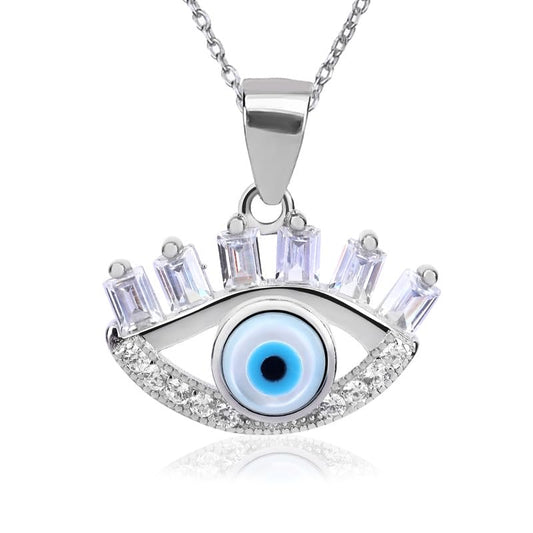 Evil Eye With Stone Stylish Silver 925 Pendent For Men Women Boys Girls Silver Pendant For Men Women Gift for Sister Love Gift Unisex Pendant Necklace
