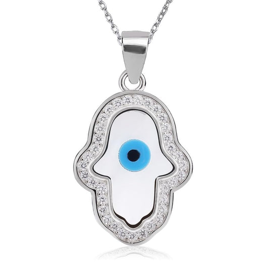 Evil Eye Cubic Zirconia Stylish Silver 925 Pendent For Men Women Boys Girls Silver Pendant For Men Women Gift for Sister Love Gift Unisex Pendant Necklace