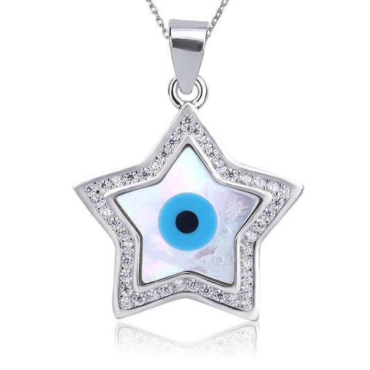 Star Shape Stylish Silver 925 Evil Eye Pendent For Men Women Boys Girls Silver Pendant For Men Women Gift for Sister Love Gift Unisex Pendant Necklace