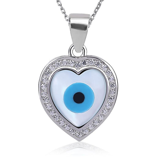 Heart Shape Stylish Silver 925 Evil Eye Pendent For Men Women Boys Girls Silver Pendant For Men Women Gift for Sister Love Gift Unisex Pendant Necklace