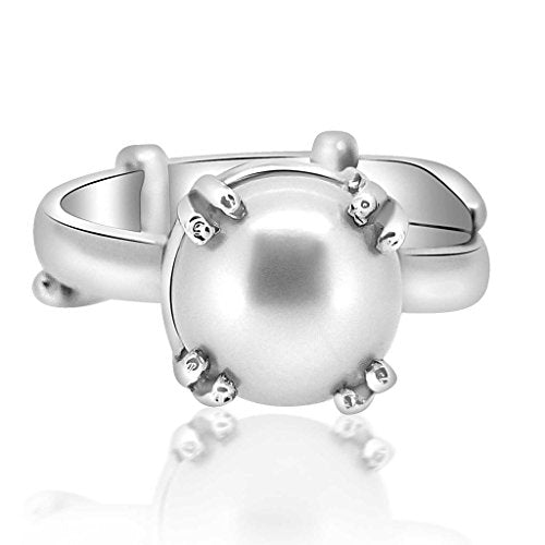 Pearl Ring Silver Ring Moti 4.25 Ratti to 12.25 Ratti Natural & IIGS Certified Pearl (Moti) Astrological Gemstone Adjustable Silver Ring by ARIHANT GEMS & JEWELS