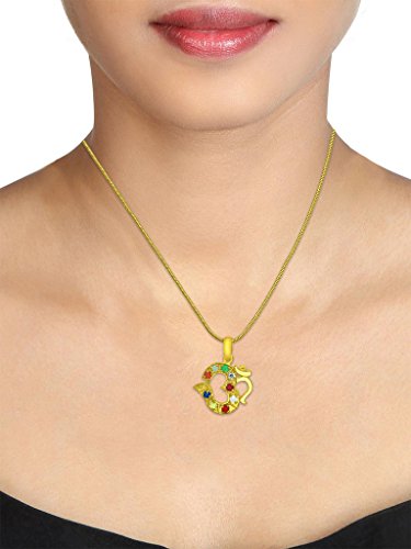 Arihant's Natural Navaratna (9 Stones) Gold Plated Pendant 100% Original & Certified
