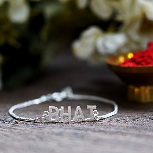 Silver 925 "Bro/Bhai/Rudraksha" Designer Elegant Silver Rakhi for Your Brother for Rakshabandhan by Arihant Gems and Jewels