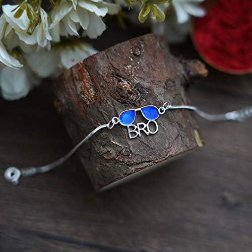 Silver 925 "Bro/Bhai/Rudraksha" Designer Elegant Silver Rakhi for Your Brother for Rakshabandhan by Arihant Gems and Jewels