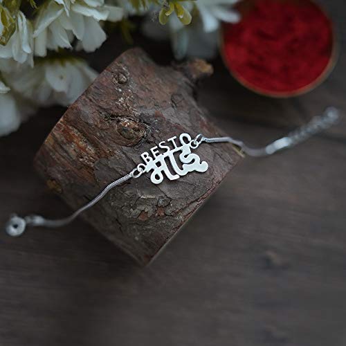 Silver 925 "Bro/Bhai/Rudraksha" Designer Elegant Silver Rakhi for Your Brother for Rakshabandhan by Arihant Gems and Jewels