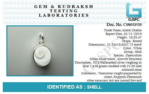 Gomti Chakra Pendent Natural & Certified Gomti Chakra Astrological Gemstone by Arihant Gems and Jewels