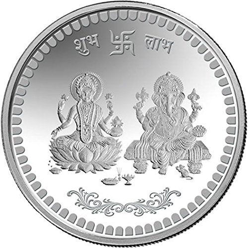 ARIHANT GEMS & JEWELS Silver Coin10 gm. Laxmiji Ganeshji Silver (999) Coin