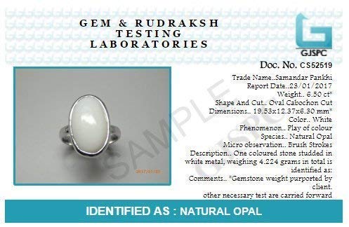 Silver Ring White Opal Ring Adjustable Ring Natural & Certified White Opal Astrological Gemstone Silver Ring by ARIHANT GEMS & JEWELS