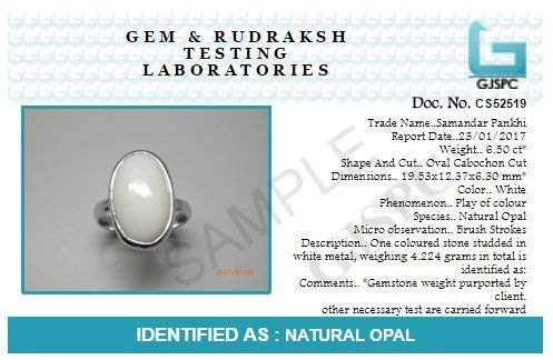 Silver Ring White Opal Ring Adjustable Ring Natural & Certified White Opal Astrological Gemstone Silver Ring by ARIHANT GEMS & JEWELS