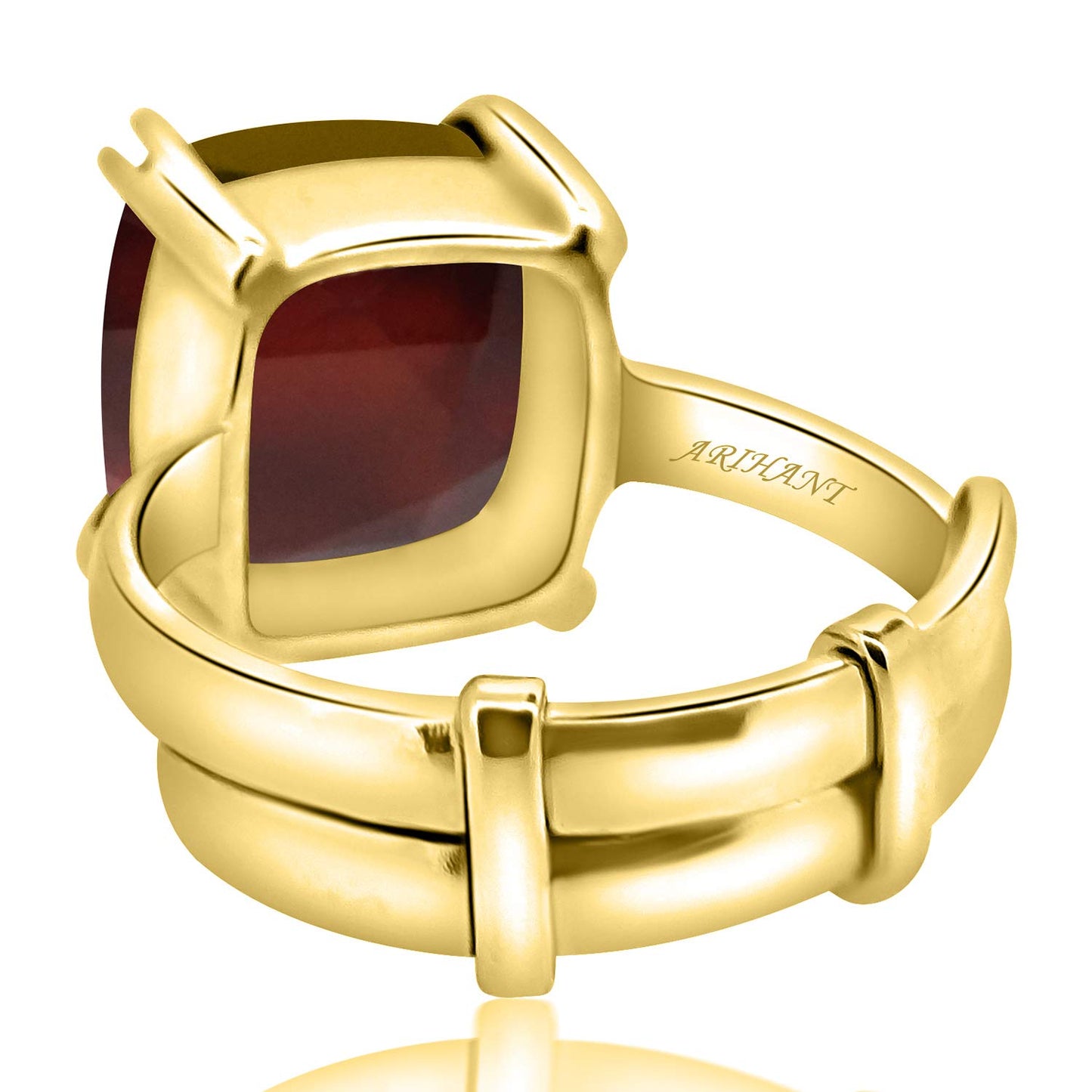 Panchdhatu Gomed Ring 7.25 Ratti Natural and Certified Hessonite Garnet (Gomed) Astrological Gemstone Adjustable Unisex Ring by Arihant Gems and Jewels