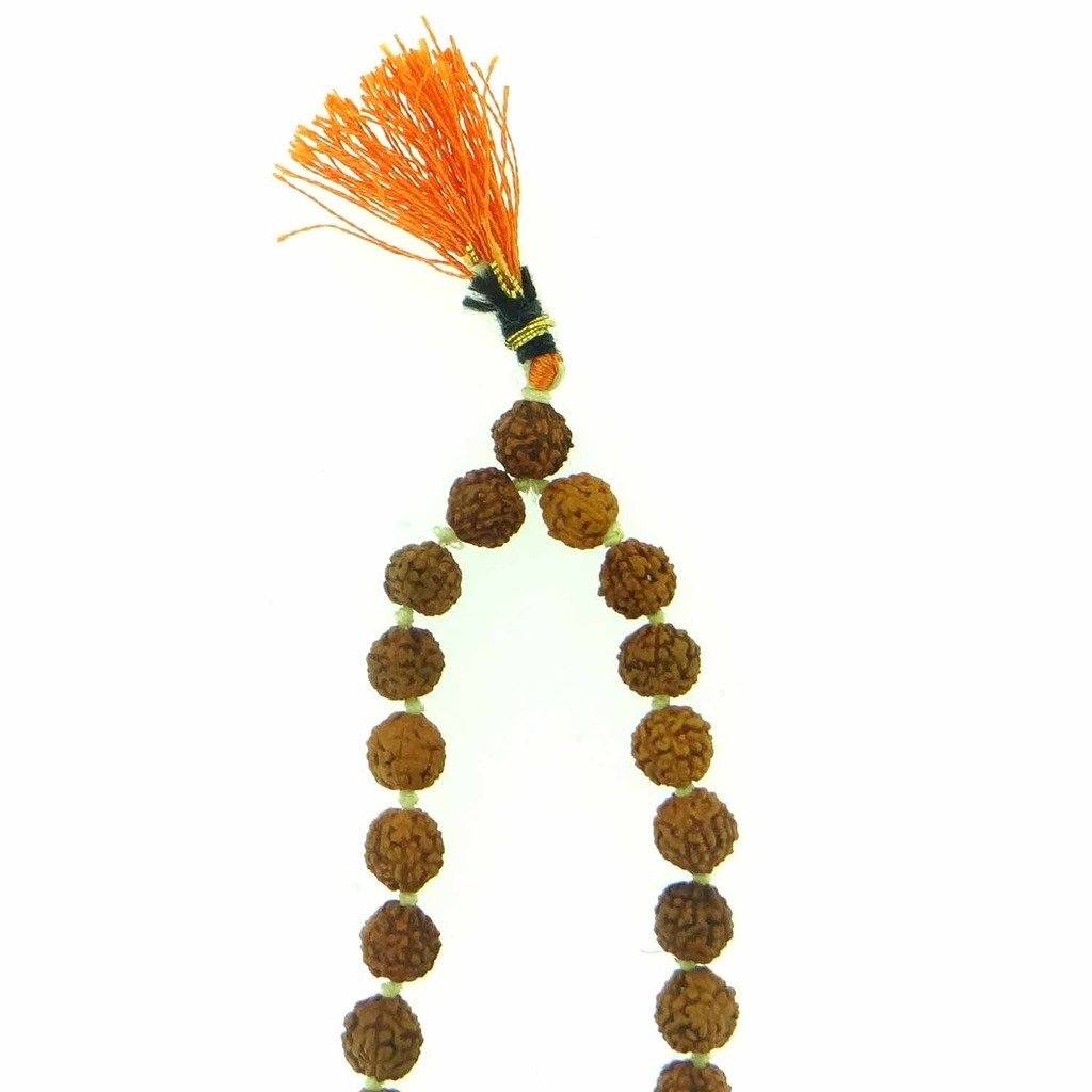 Arihant Gems & Jewels 5 Mukhi 108+1 Beads Rudraksha Jaap Mala (Orange)