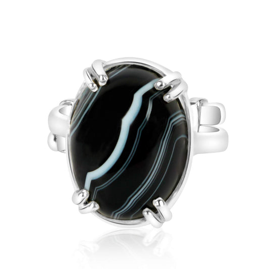 Arihant Gems & Jewels Arihant Gems and Jewels Natural Black Sulemani Hakik Silver 925 Pendent/Ring (Agate) for Men and Women (Ring, Design 1)