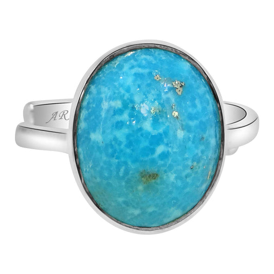 4.25 Ratti Firoza Ring Natural Certified Turquoise (Firoza) Silver Ring for Men & Women by Arihant Gems and Jewels