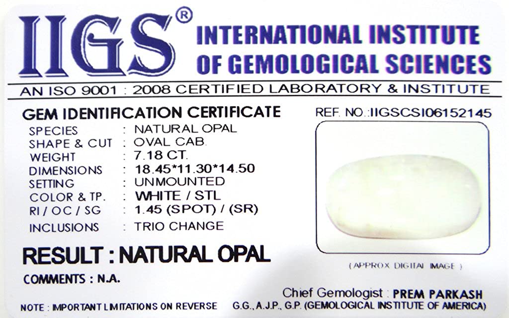 Opal Gemstone 5.50 Ratti Natural & IIGS Certified FIRE Opal Astrological Gemstone by ARIHANT GEMS and Jewels