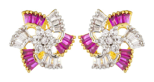 ARIHANT GEMS & JEWELS Silver and Pink Copper Stud Earrings for Women (FERA0149)
