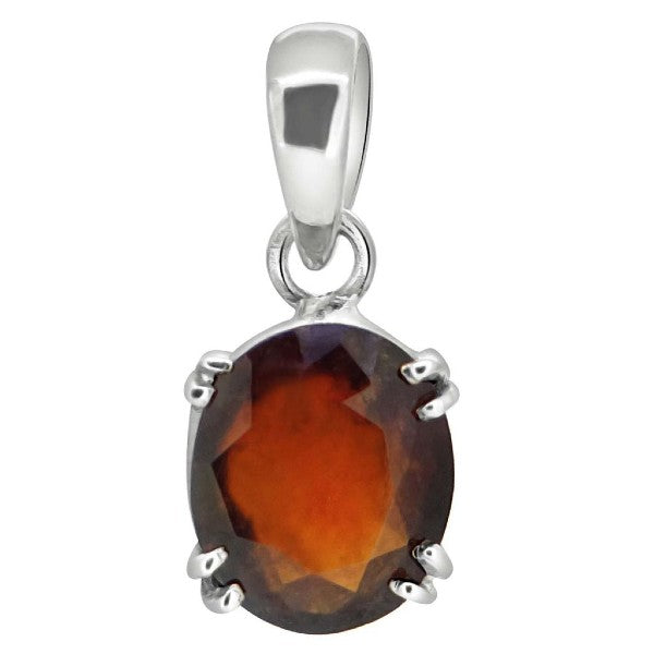 Hessonite Garnet (Gomed) 4.25 - 12.25 Ratti Natural & Certified Astrological Gemstone Silver(925) Prong Setting Pendant