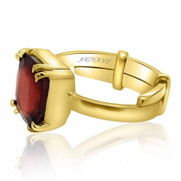 Hessonite Garnet (Gomed) 3.25 - 12.25 Ratti Natural & Certified Astrological Gemstone Adjustable Panchdhatu Prong Setting Ring
