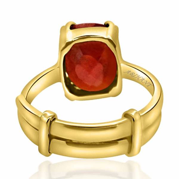 Hessonite Garnet (Gomed) 3.25 - 12.25 Ratti Natural & Certified Astrological Gemstone Adjustable Panchdhatu Prong Setting Ring