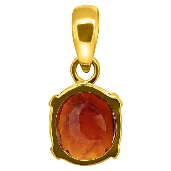 Hessonite Garnet (Gomed) 4.25 - 12.25 Ratti Natural & Certified Astrological Gemstone Panchdhatu Prong Setting Pendant