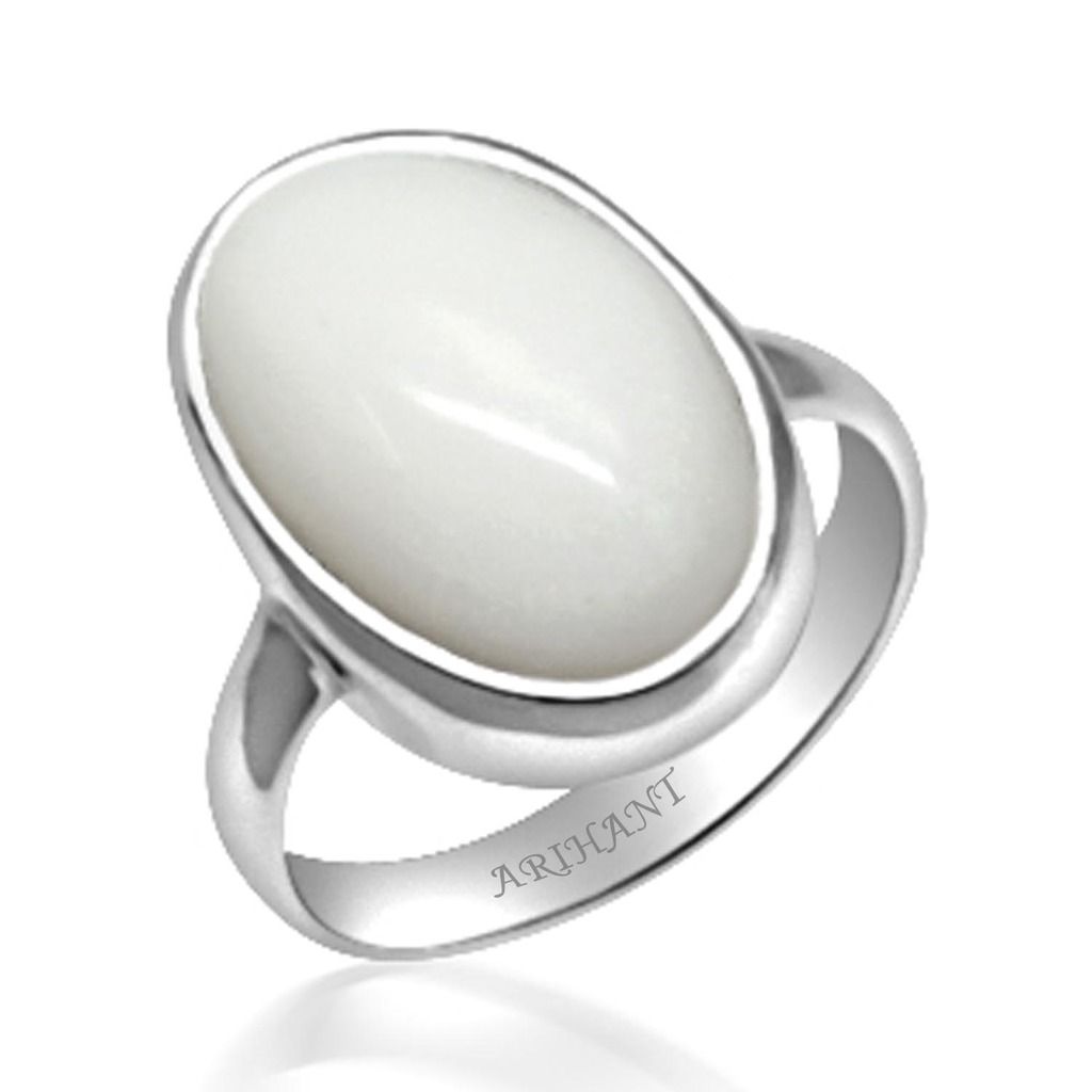 White Opal 4.25 - 12.25 Ratti Natural & Certified Astrological Gemstone Silver(925) Bezel Setting Ring