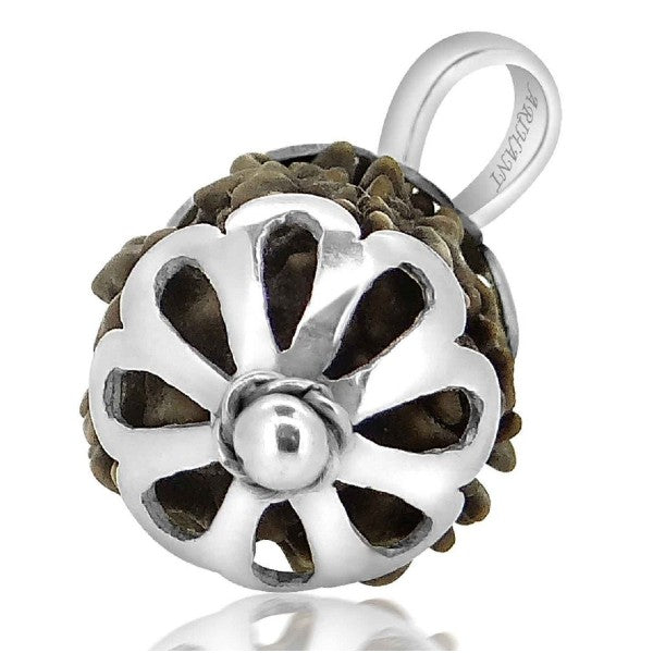Rudraksha 3 Mukhi India RUDRAKSHA SILVER 925 Pendant Three Faced RUDRAKSHA and Certified