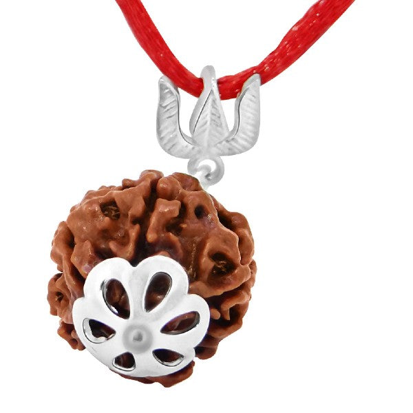 4 Mukhi NEPALI RUDRAKSHA SILVER 925 TRISHUL PENDANT / Four Faced RUDRAKSHA 100% Original & Certified