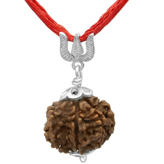 7 Mukhi NEPALI RUDRAKSHA SILVER 925 TRISHUL PENDANT / Seven Faced RUDRAKSHA 100% Original & Certified