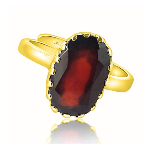 Hessonite Garnet (Gomed) 3.25 - 12.25 Ratti Natural & Certified Astrological Gemstone Adjustable Panchdhatu Crown Setting Ring