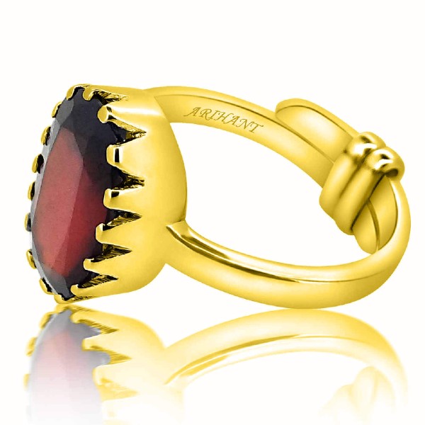 Hessonite Garnet (Gomed) 3.25 - 12.25 Ratti Natural & Certified Astrological Gemstone Adjustable Panchdhatu Crown Setting Ring